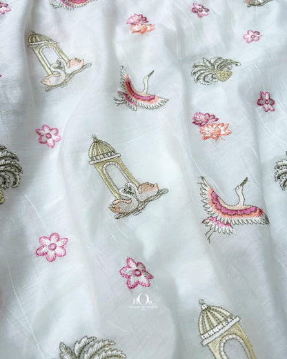 pure cotton chanderi fabric white sheer and lightweight texture