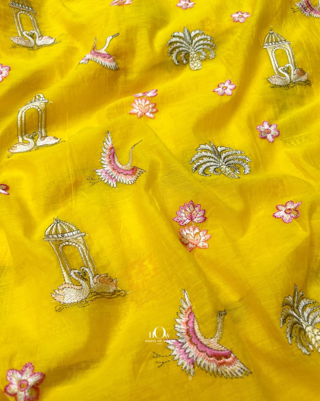 pure cotton chanderi fabric yellow lightweight and breathable