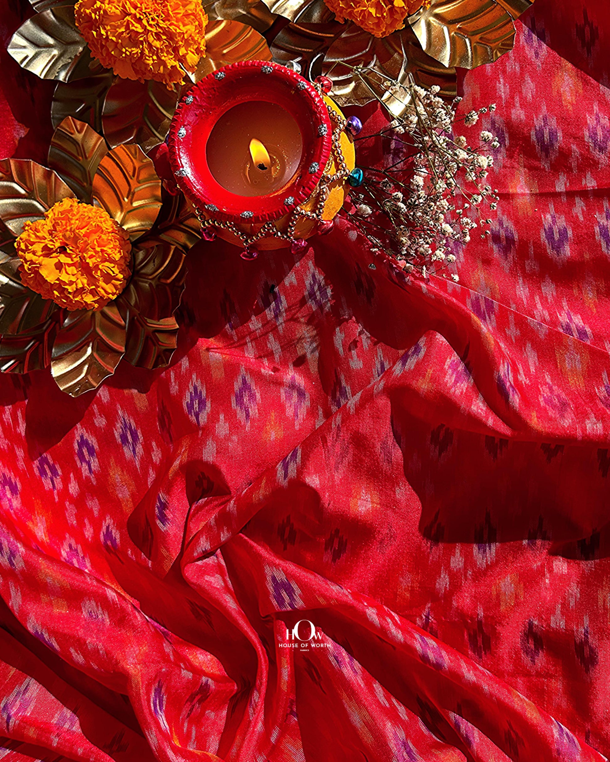 Pochampally silk ikat dupatta material – ethnic elegance for wedding wardrobes