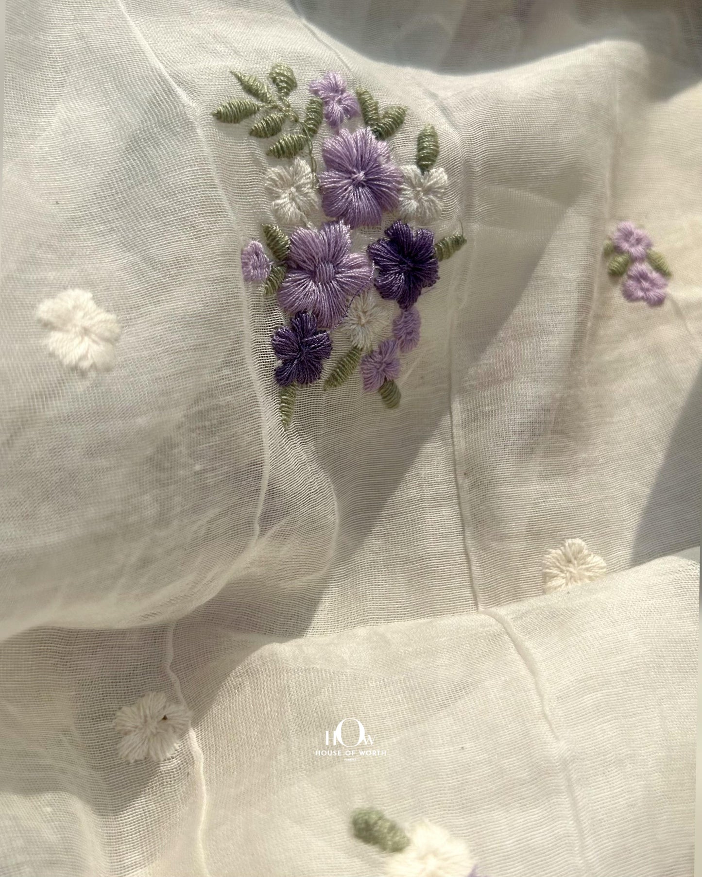 Dyeable Pure Mul Chanderi fabric with multicolor floral embroidery sourced from trusted suppliers in Banaras, Varanasi