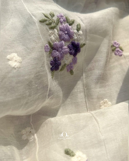 Dyeable Pure Mul Chanderi fabric with multicolor floral embroidery sourced from trusted suppliers in Banaras, Varanasi
