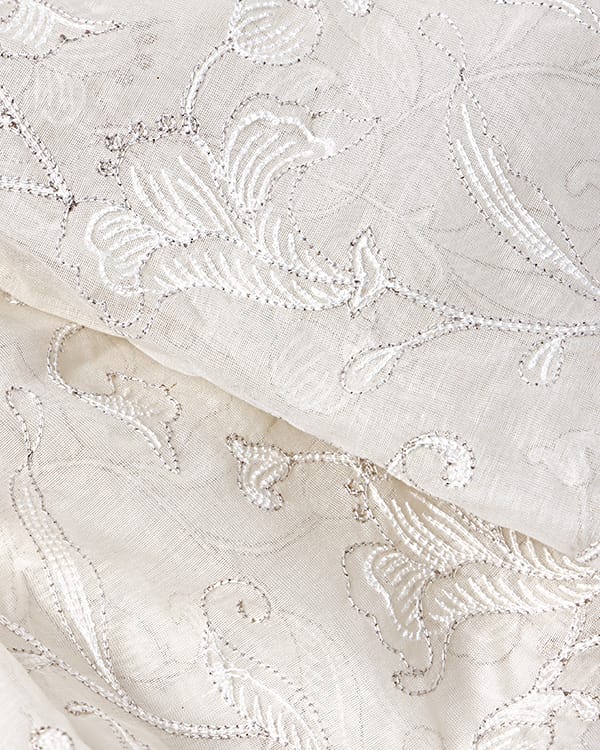 pure mul chanderi textile with elegant thread work for boutique fashion and couture.