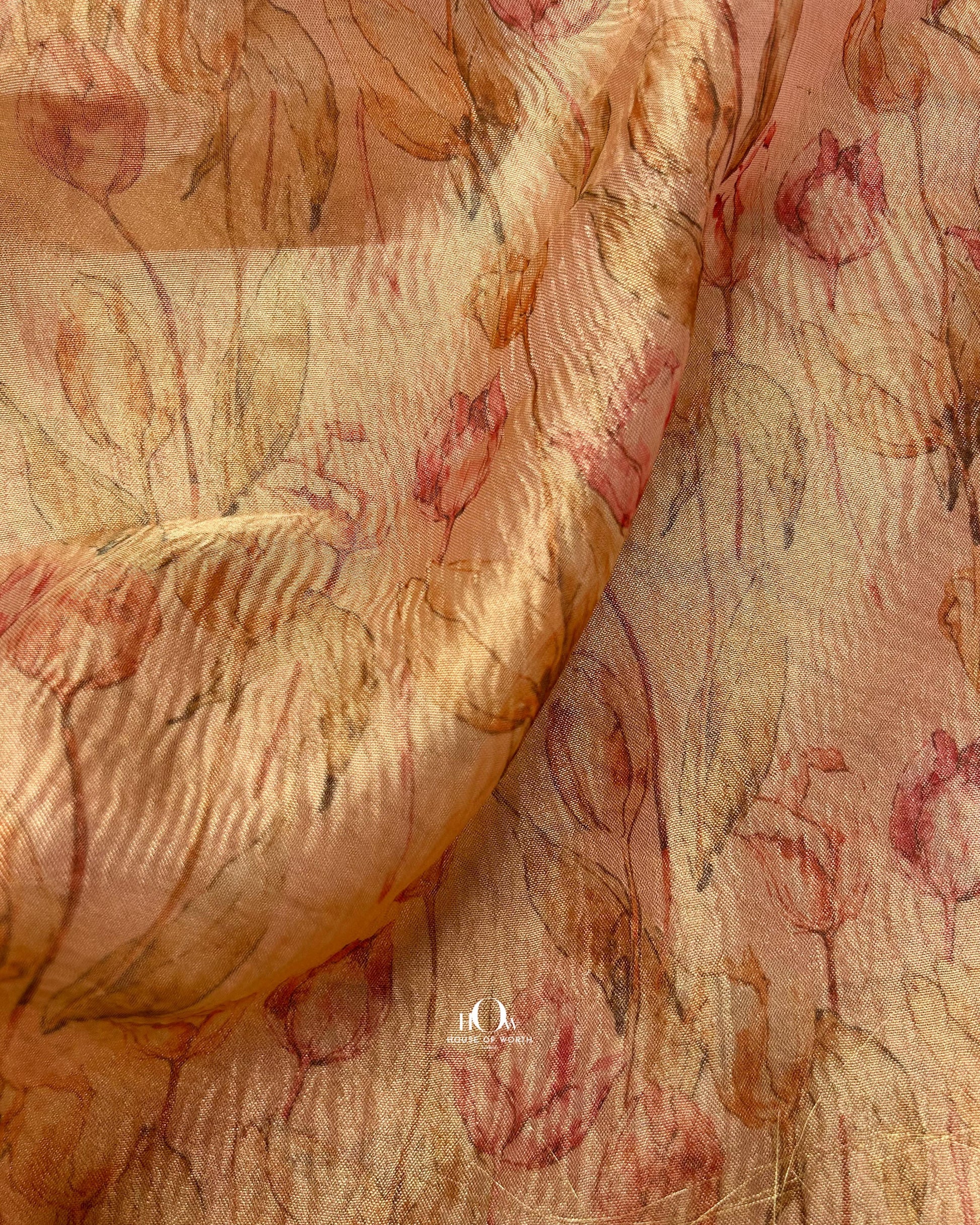 Banarasi crushed tissue silk saree with zari border, perfect for bridal and festive wear.