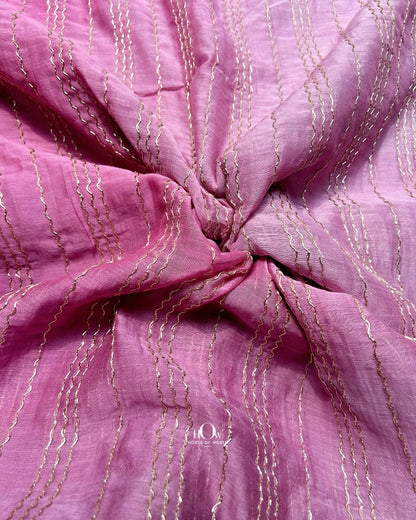 Soft embroidered chanderi fabric in purple magenta ombre for suits