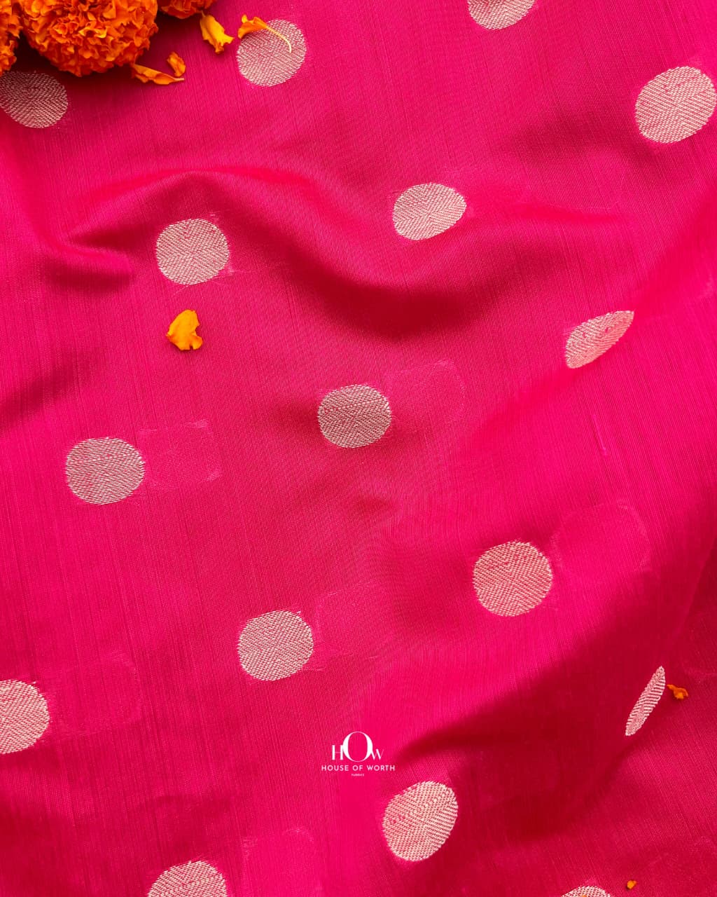 Rani pink cotton chanderi fabric for festive ethnic outfits