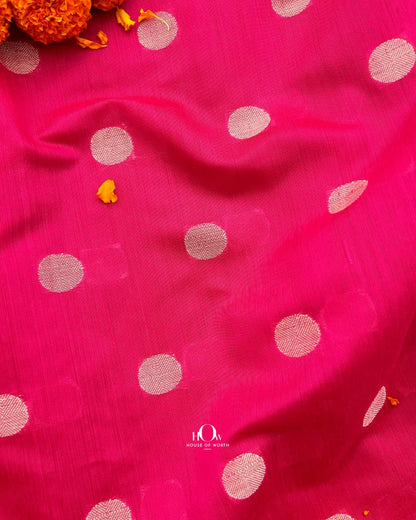 Rani pink cotton chanderi fabric for festive ethnic outfits