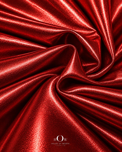 Red imported metallic Disco Lycra fabric in polyester-spandex, 60 inch width