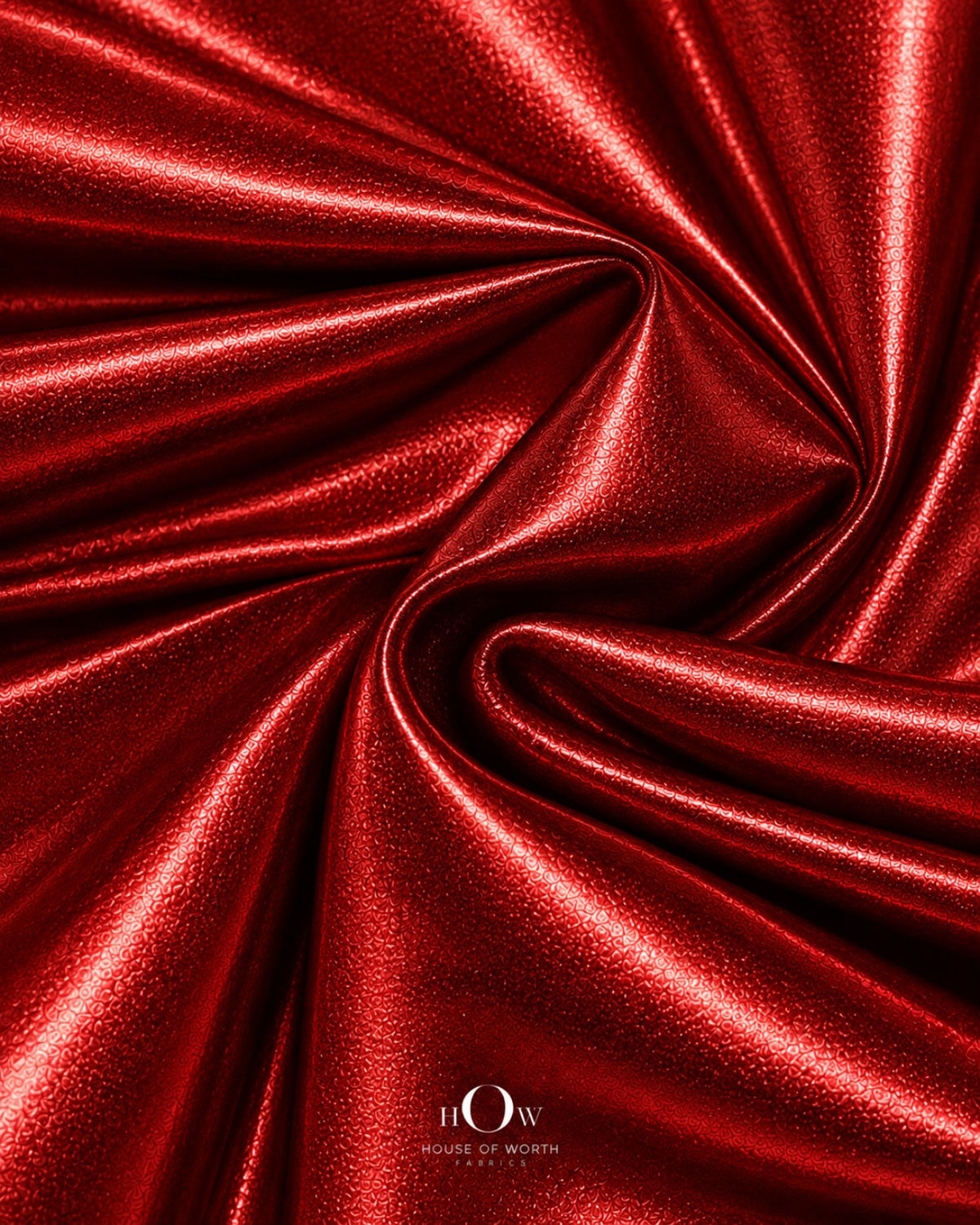 Red shiny metallic Lycra fabric drape for dresses, stagewear and statement fashion