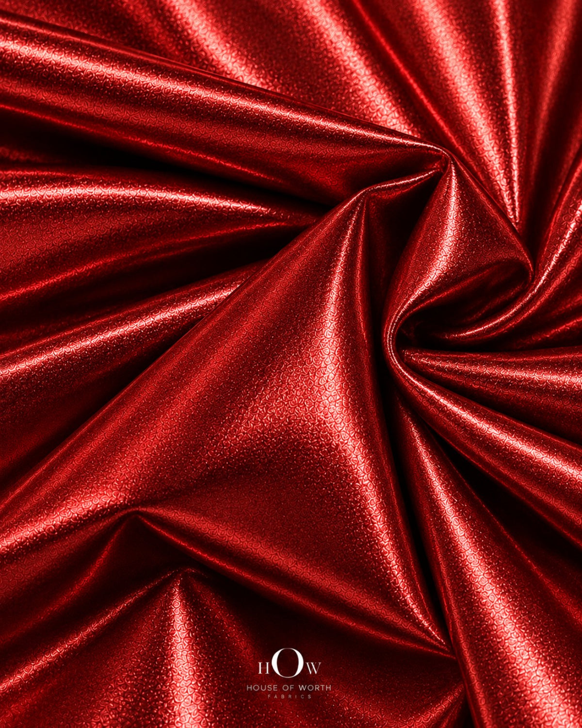 Red polyester-spandex metallic Disco Lycra fabric texture, 60 inches wide