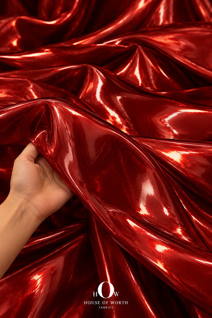 Red liquid organza fabric for cocktail dresses and western wear