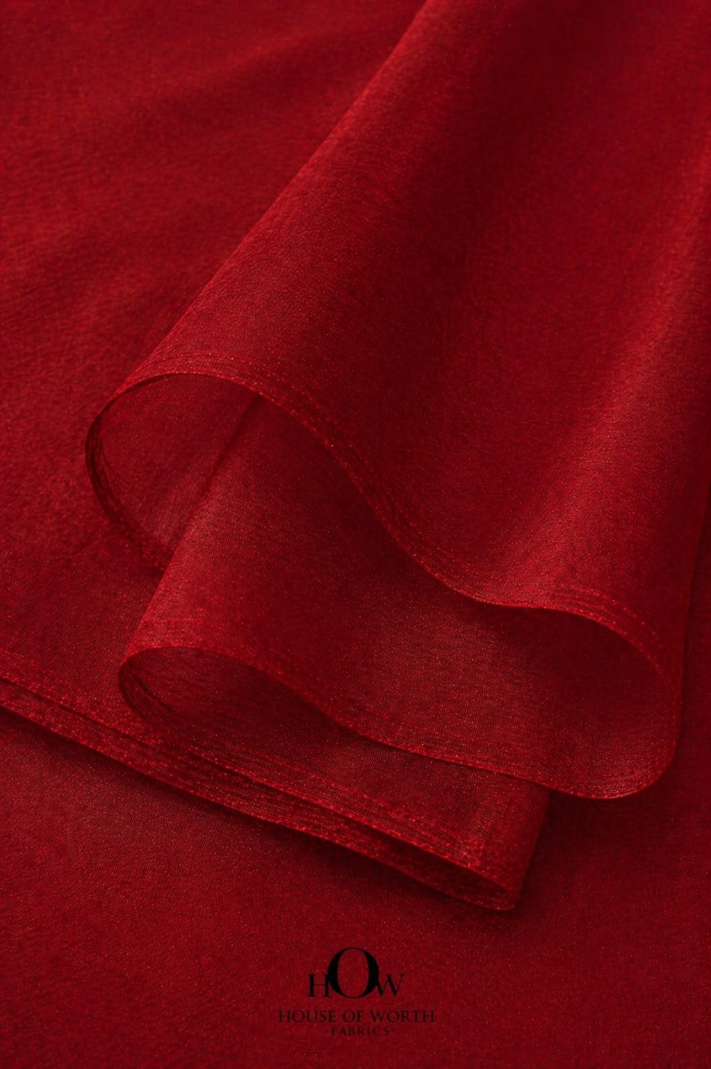 rich red banarasi tissue fabric with metallic sheen