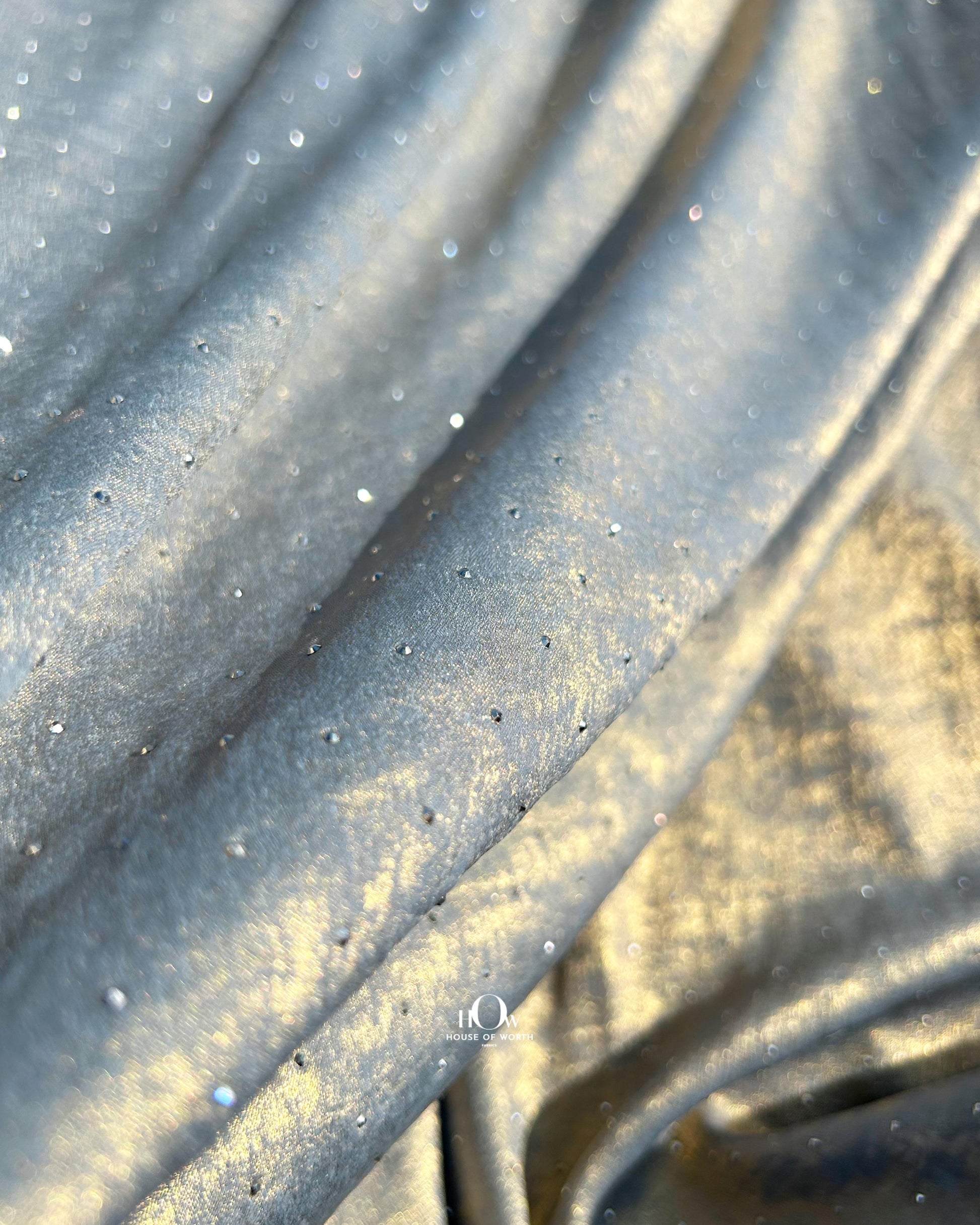 Rhinestone partywear fabric, soft flow ideal for modern sarees and gowns
