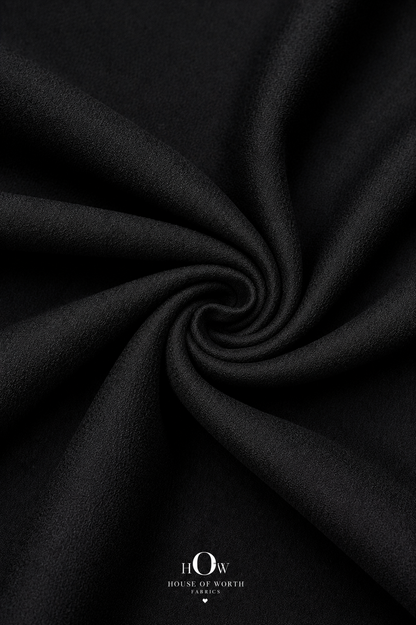 Black Scuba Sandwich Fabric suitable for structured dresses, co-ords, skirts, jackets and western wear