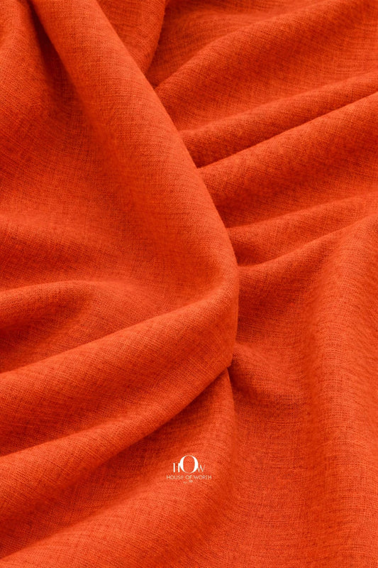 Rust orange cotton linen fabric natural texture for artisan shirts and kurtas