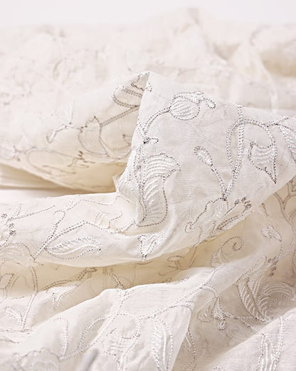 sheer lightweight mulchanderi embroidery fabric