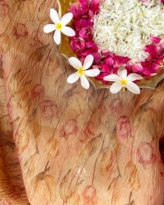 Silk crushed tissue lehenga with Banarasi motifs for festive occasions, made in Varanasi