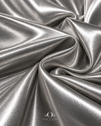 Silver imported metallic Disco Lycra fabric in polyester-spandex, 60 inch width