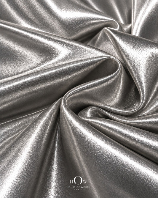 Silver imported metallic Disco Lycra fabric in polyester-spandex, 60 inch width