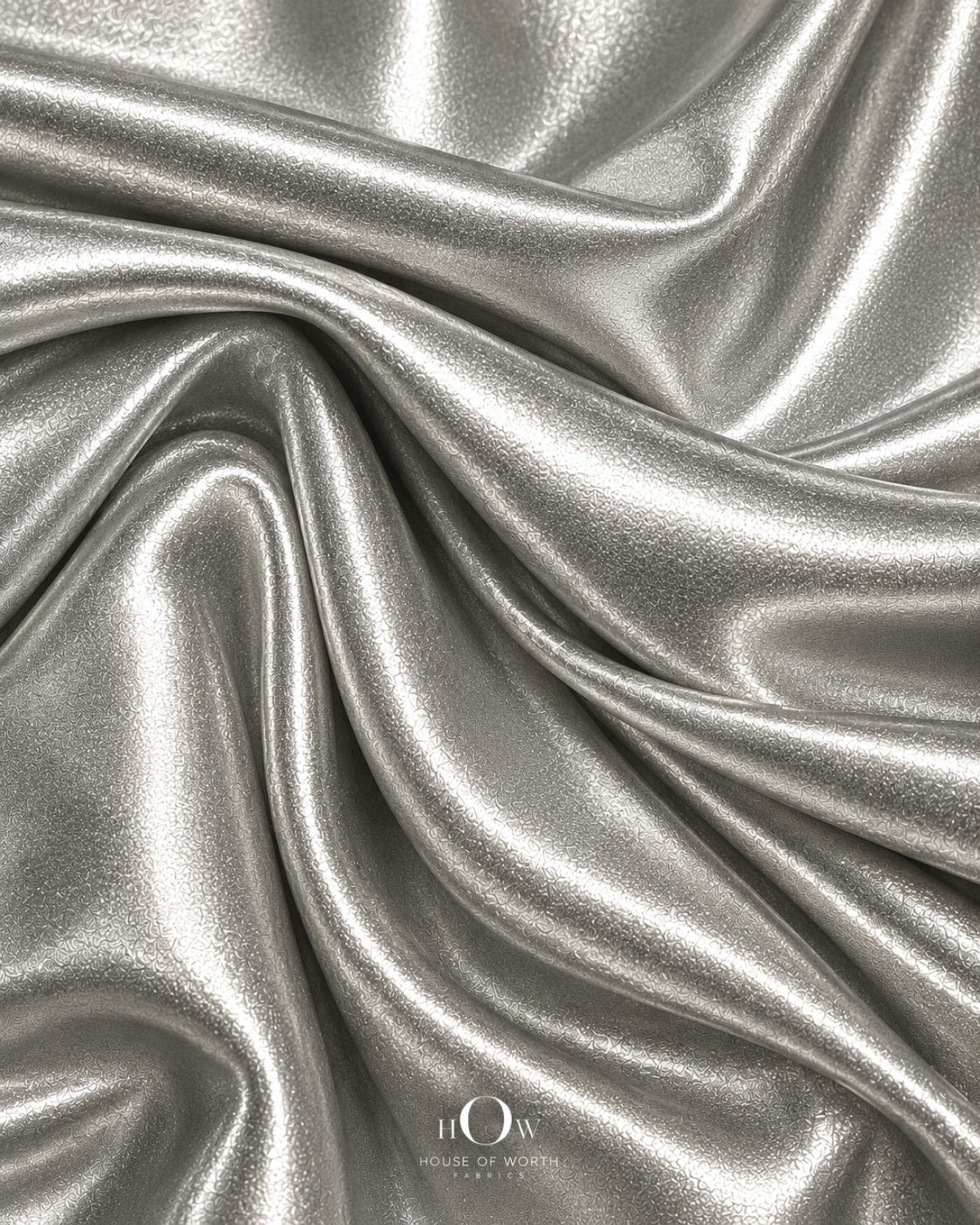 Silver polyester-spandex metallic Disco Lycra fabric texture, 60 inches wide