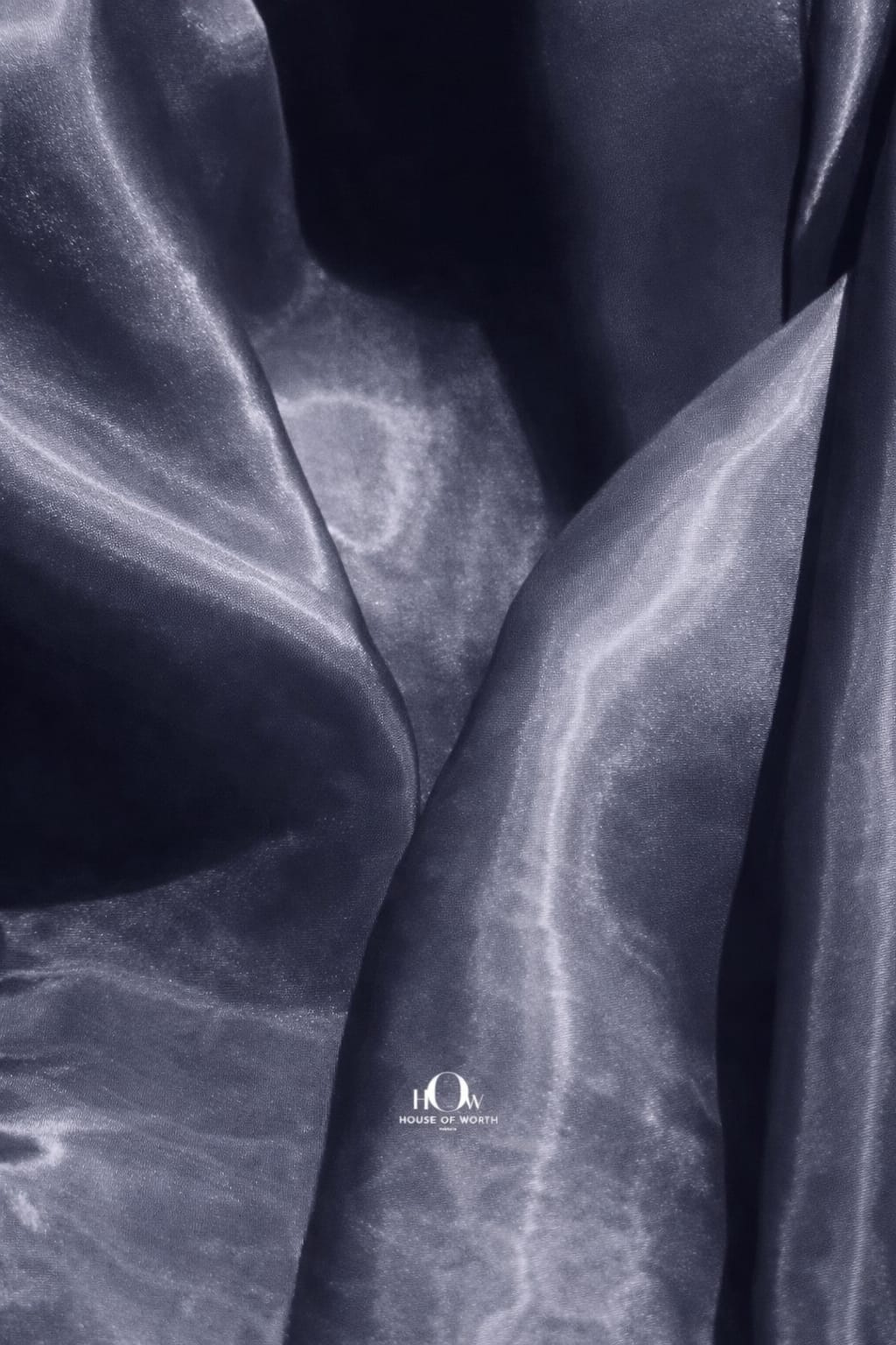 Silver grey imported glass organza fabric with soft shine