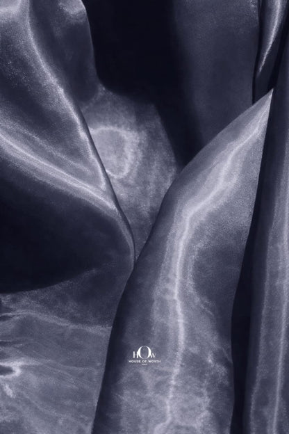 Silver grey imported glass organza fabric with soft shine