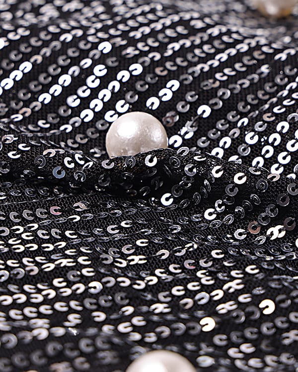 silver on black sequins fabric