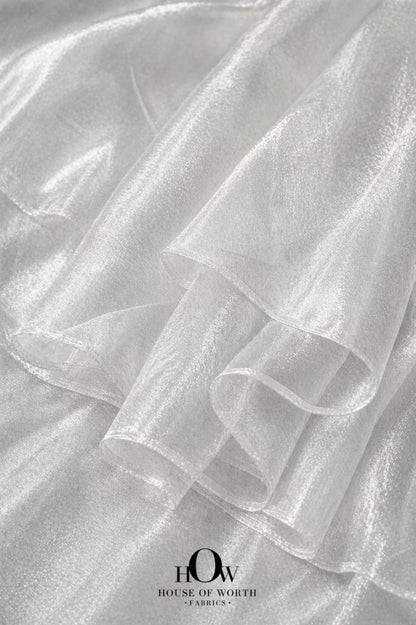 silver white banarasi tissue fabric luxury shimmer