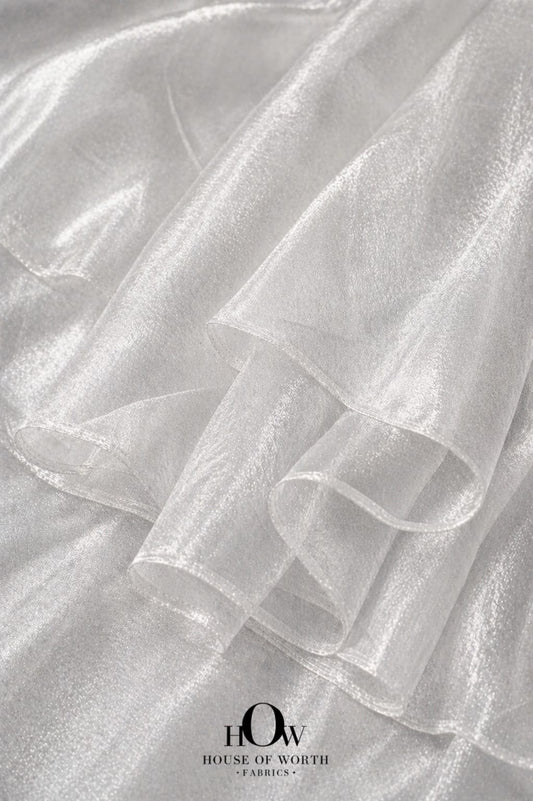 silver white banarasi tissue fabric luxury shimmer