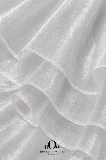 soft silver white banarasi tissue fabric for sarees