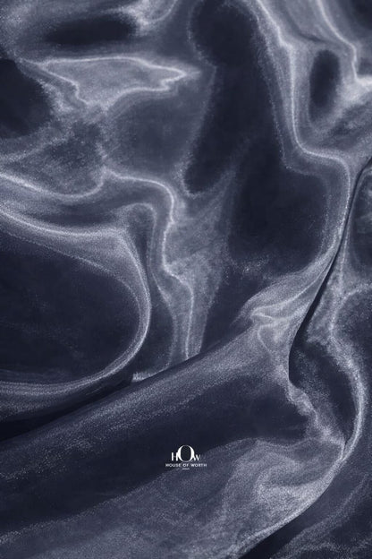 Luxury organza fabric in metallic grey tone for designer use