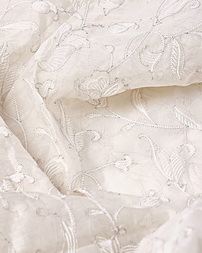 soft mul chanderi cloth with fine embroidery detail for dresses and salwar kameez.