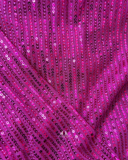 Striped Zara sequins material, 47 inches width – perfect for western dresses and eveningwear.