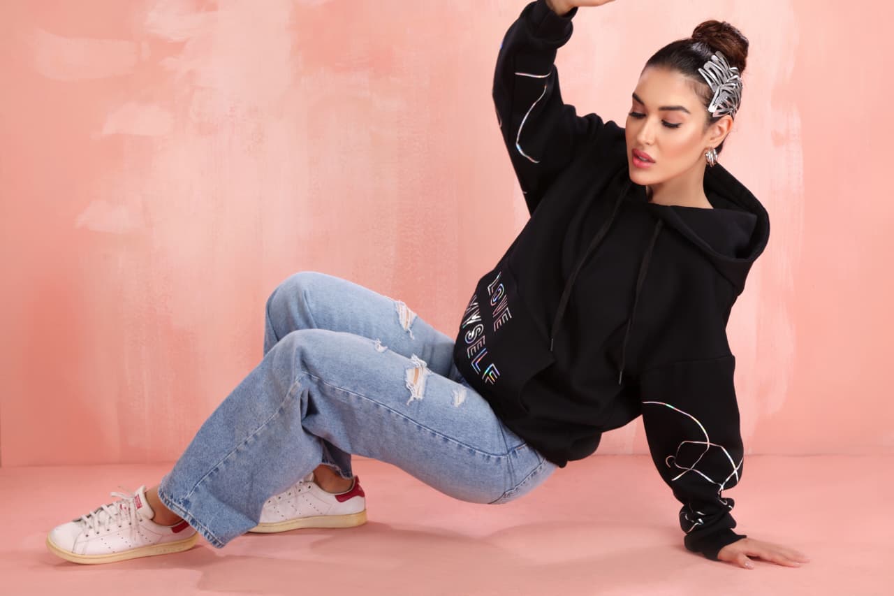 Trendy oversized BTS black hoodie for women kpop inspired cozy street top