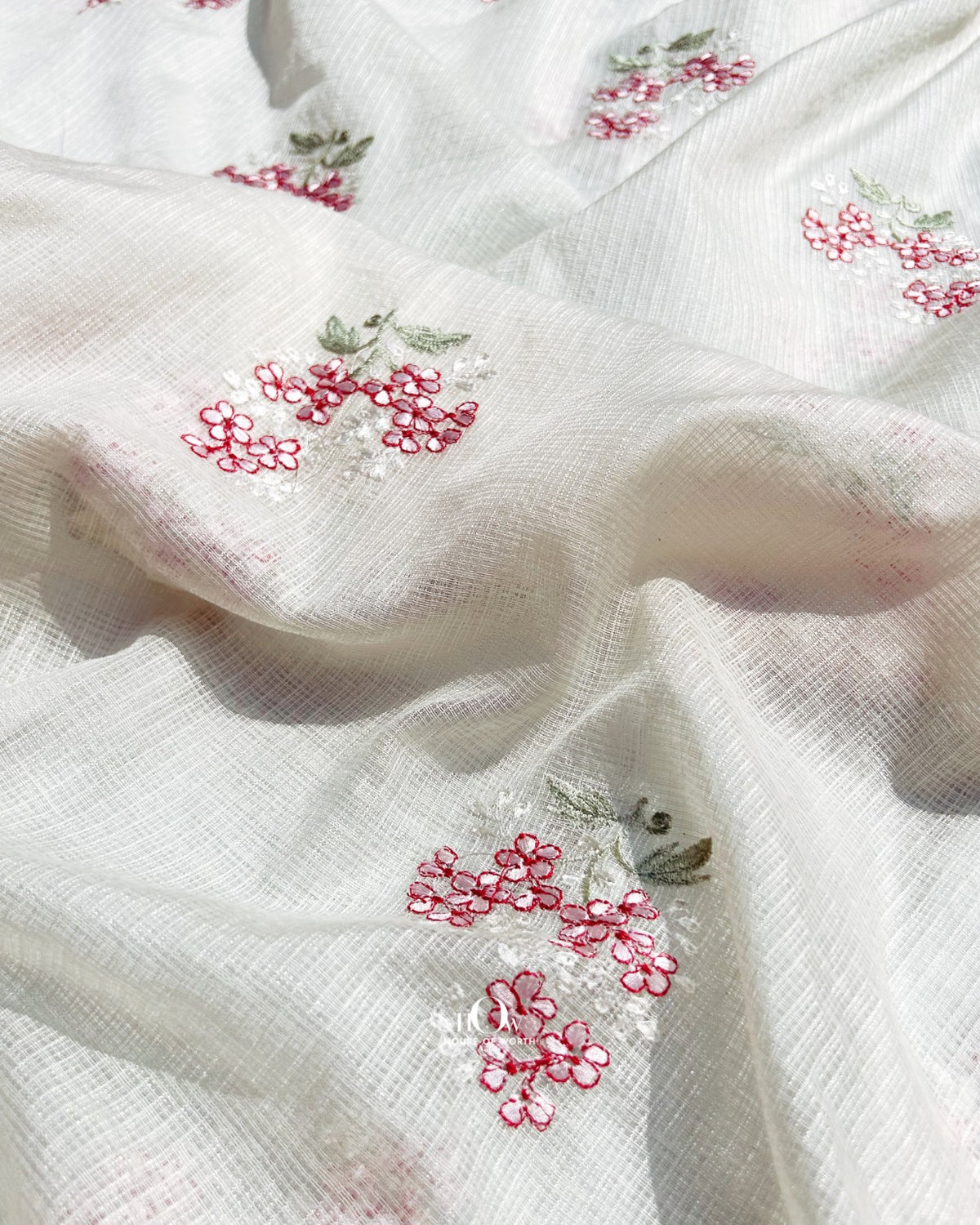 Vrinda Kota Doria Red dyeable Kota Doria fabric full drape