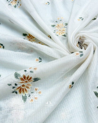 Vrinda Kota Doria Yellow dyeable Kota Doria fabric full drape