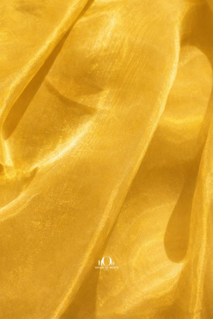Jimmy Choo yellow organza fabric ideal for embroidery and festive wear