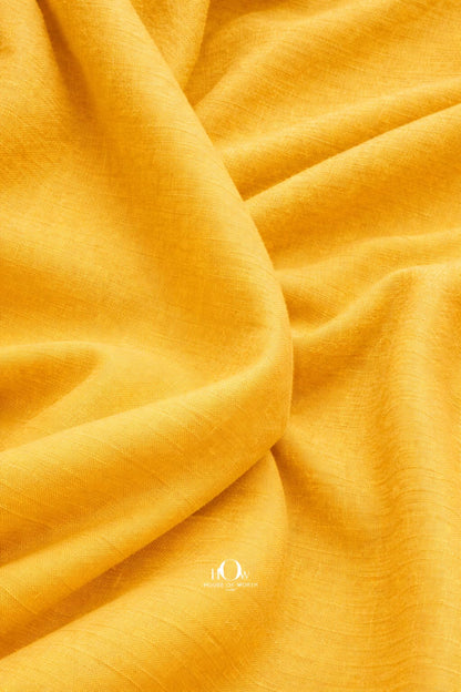 Yellow cotton linen fabric airy texture for statement shirts and summer kurtas