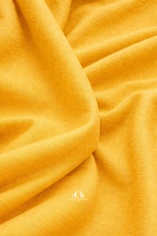 Yellow cotton linen fabric airy texture for statement shirts and summer kurtas